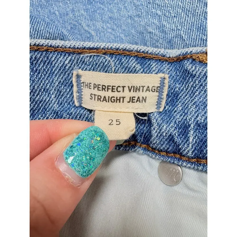 Madewell Perfect Vintage Straight Jeans High Rise Light Wash Size 25 NWOT